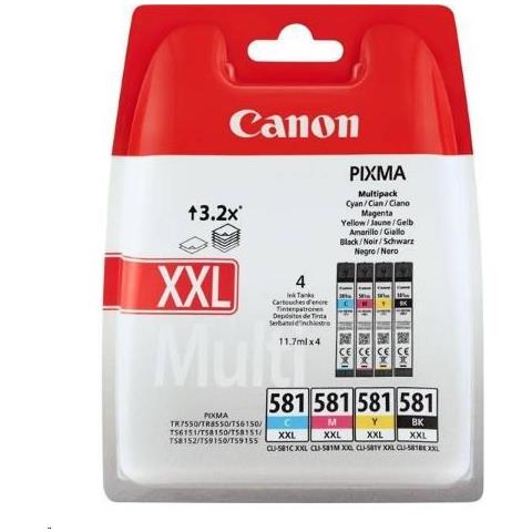 CLI-581XXL Set Cartucce d'inchiostro Colore Giallo/Magneta/ Nero/Ciano   - Foto 1