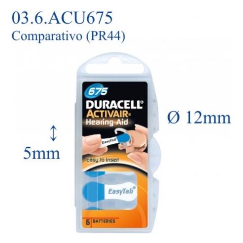 6 Pile Per Protesi Acustiche Udito Sordità Batterie Per Apparecchi Acustici 675 Pr44 Blister Arancio Activair Hearing Aid Easy Tab - Foto 7