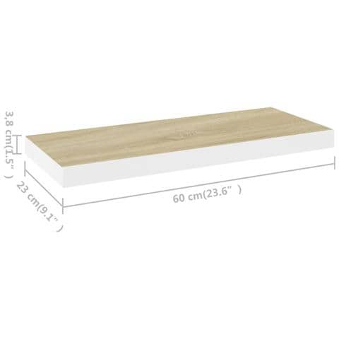 Scaffali A Parete 2 Pz Rovere E Bianco 60x23,5x3,8 Cm In Mdf - Foto 2