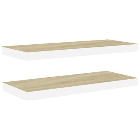 Scaffali A Parete 2 Pz Rovere E Bianco 60x23,5x3,8 Cm In Mdf - Foto 1