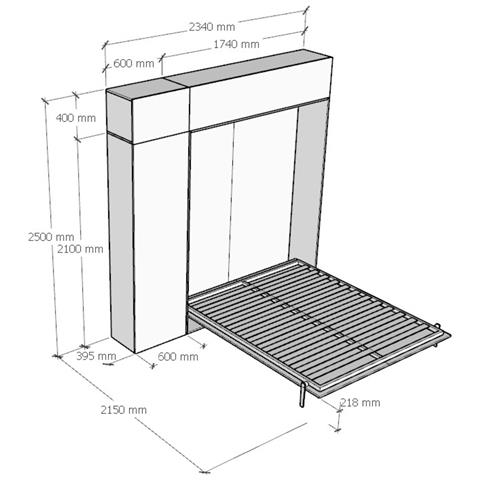 Letto Matrimoniale 160 Kentaro Verticale A Scomparsa Noce Con Colonna E Due Pensile - Foto 2