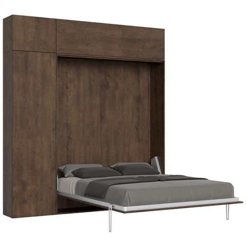 Letto Matrimoniale 160 Kentaro Verticale A Scomparsa Noce Con Colonna E Due Pensile - Foto 6