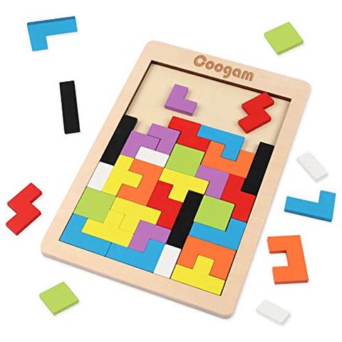 Blocchi Di Legno Puzzle Rompicapo Giocattolo Tangram Jigsaw Intelligenza Colorati 3d Blocchi Russi Gioco Stem Montessori Regalo Educativo Per Bambini (40 Pezzi) - Foto 1