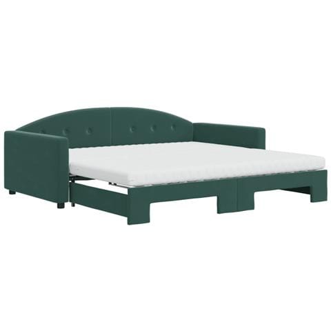 Divano Letto Estraibile Materassi Verde Scuro 100x200 Velluto - Foto 1