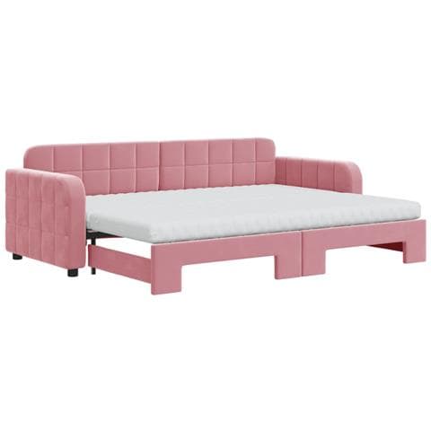 Divano Letto Estraibile Con Materassi Rosa 80x200 Cm Velluto - Foto 1