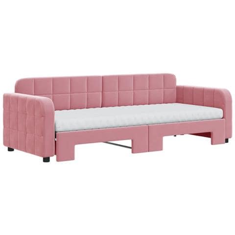 Divano Letto Estraibile Con Materassi Rosa 80x200 Cm Velluto - Foto 9