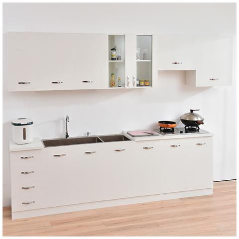 Pensile Da Cucina Armadio Sospeso Da Parete Con Doppia Anta Colore Bianco - Foto 2