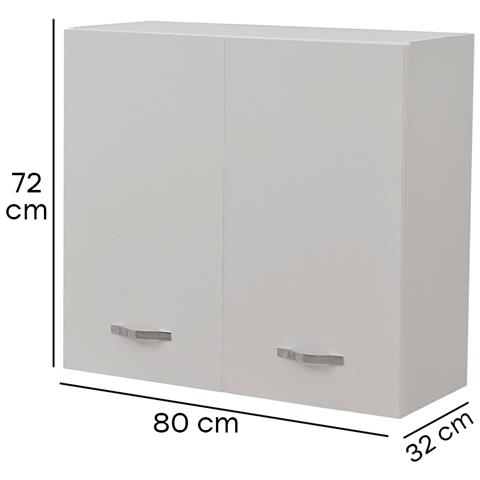 Pensile Da Cucina Armadio Sospeso Da Parete Con Doppia Anta Colore Bianco - Foto 5