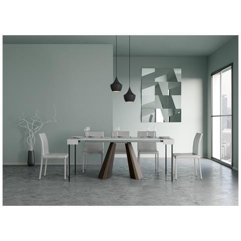 Consolle Allungabile 90x40/196 Cm Diamante Small Telaio Orso - Bianco Frassino - Foto 2