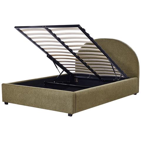 Letto Matrimoniale Bouclé Verde Oliva Con Contenitore 140 X 200 Cm Vaucluse - Foto 2