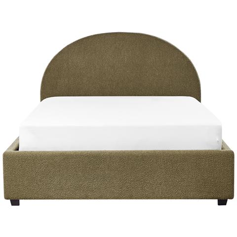 Letto Matrimoniale Bouclé Verde Oliva Con Contenitore 140 X 200 Cm Vaucluse - Foto 8