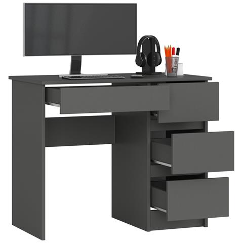 Scrivania per computer A7 destro, 4 cassetti, 90x50x77 cm, Colore Grigio Grafite - Foto 2
