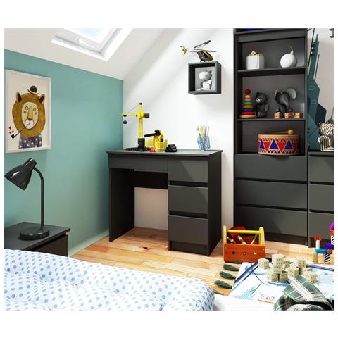 Scrivania per computer A7 destro, 4 cassetti, 90x50x77 cm, Colore Grigio Grafite - Foto 4