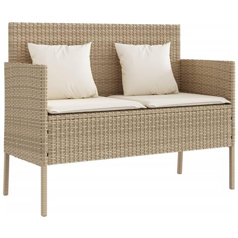Panca Da Giardino Con Cuscini Beige In Polyrattan - Foto 2