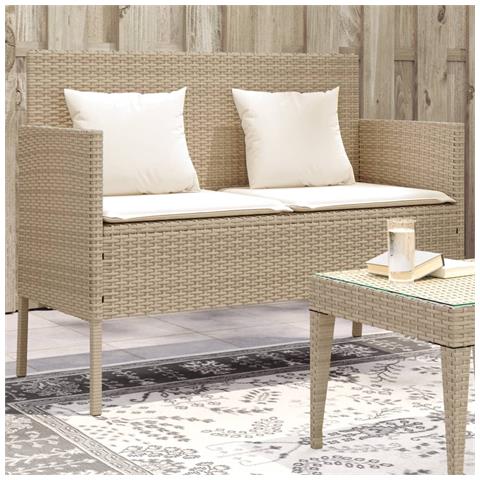 Panca Da Giardino Con Cuscini Beige In Polyrattan - Foto 1