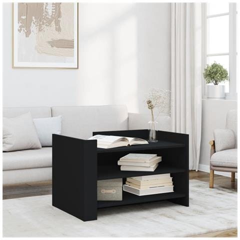 Tavolino Da Salotto Nero 80x50x50 Cm In Legno Multistrato - Foto 1