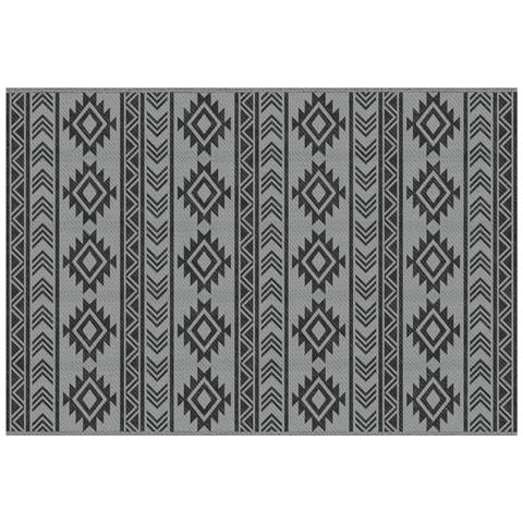 Tappeto Moderno Per Esterni Nero E Grigio In Pp Con Design Reversibile E Pieghevole, 182x274 Cm - Foto 1