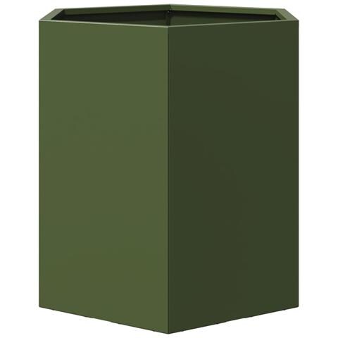 Fioriere da Giardino 2pz Verde Oliva Esagono 46x40x45cm Acciaio - Foto 2