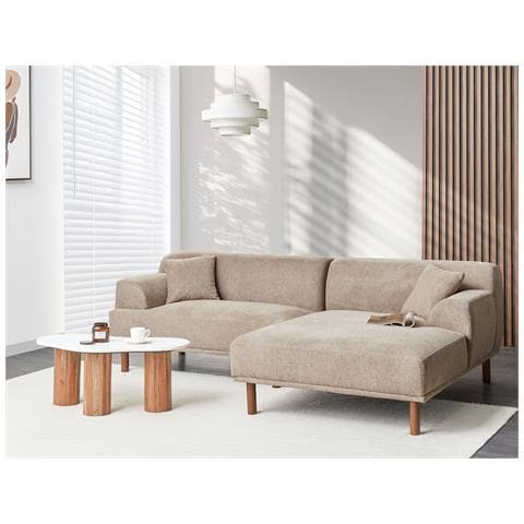 Divano Angolare 3 Posti Holt Tessuto Tortora Lato Sinistro - Foto 1