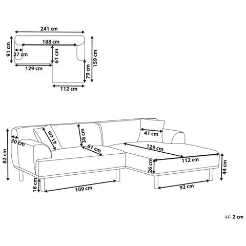 Divano Angolare 3 Posti Holt Tessuto Tortora Lato Sinistro - Foto 8