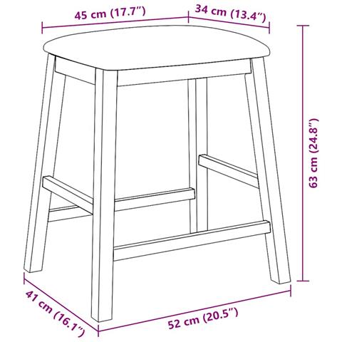 Sedie da Bar con Cuscini 2pz Marrone Legno Massello di Hevea - Foto 2