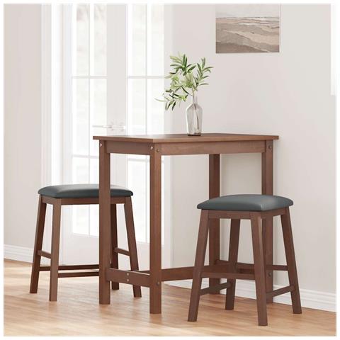 Sedie da Bar con Cuscini 2pz Marrone Legno Massello di Hevea - Foto 10