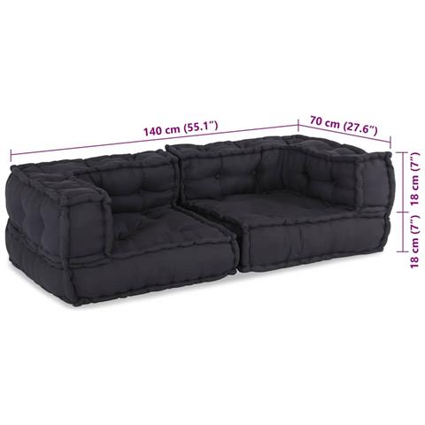 Pouf Modulare Antracite 140x70x36 in Tessuto - Foto 9