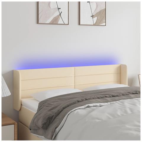 Testiera A Led Crema 147x16x78/88 Cm In Tessuto - Foto 1