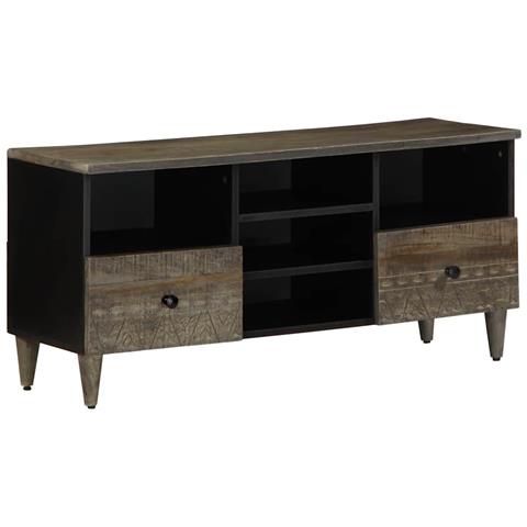 Mobile Porta Tv Nero 100x33x46 Cm In Legno Massello Di Mango - Foto 1