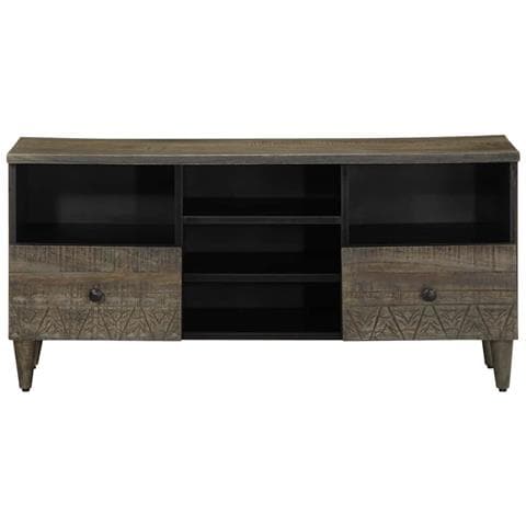 Mobile Porta Tv Nero 100x33x46 Cm In Legno Massello Di Mango - Foto 3