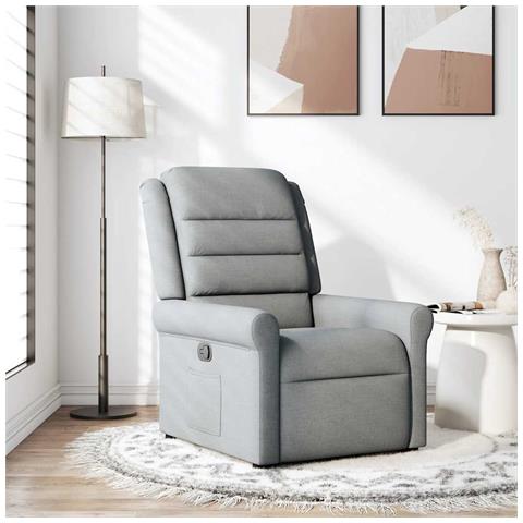 Poltrona Reclinabile In Tessuto Grigio Chiaro - Foto 1