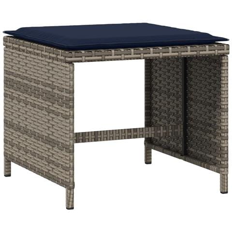 Sgabelli Giardino Con Cuscini 4 Pz Grigi 40x40x35 Cm Polyrattan - Foto 3