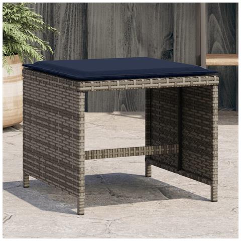 Sgabelli Giardino Con Cuscini 4 Pz Grigi 40x40x35 Cm Polyrattan - Foto 1