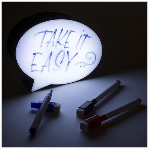 Nathan, Lavagna A Messaggio Con Interno Illuminato Da Led. Tre Pennarelli Con Cancellino In Colori Blu, Nero E Rosso Inclusi. - Foto 3