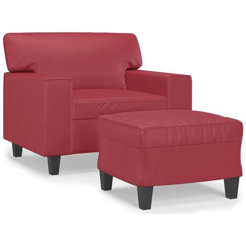 Poltrona Con Poggiapiedi Rosso Vino 60 Cm In Similpelle - Foto 2