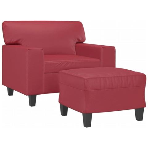 Poltrona Con Poggiapiedi Rosso Vino 60 Cm In Similpelle - Foto 3