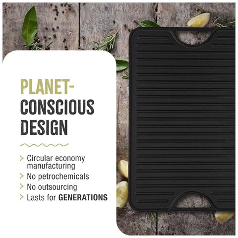 Victoria 34184 Bistecchiera Ghisa Smaltata Induzione, Piastra Per Grigliare Reversibile 50x35cm  Nero - Foto 8