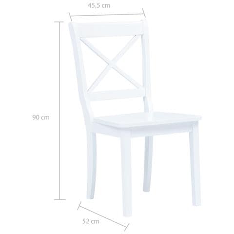 Sedie Da Pranzo 6 Pz Bianche In Legno Massello Di Hevea - Foto 7