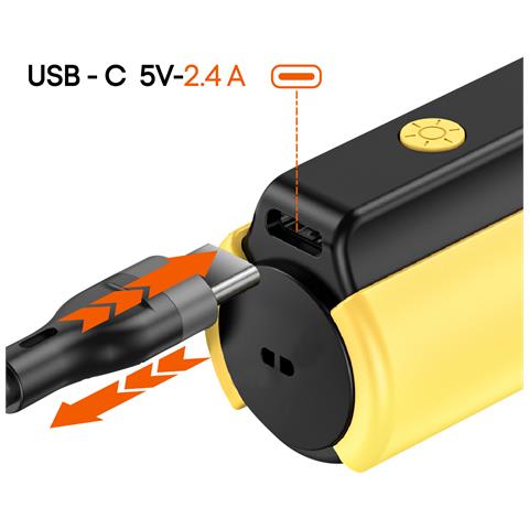 Powerbank 8000 Mah Torcia Cavo 3 In 1, Giallo - Foto 5