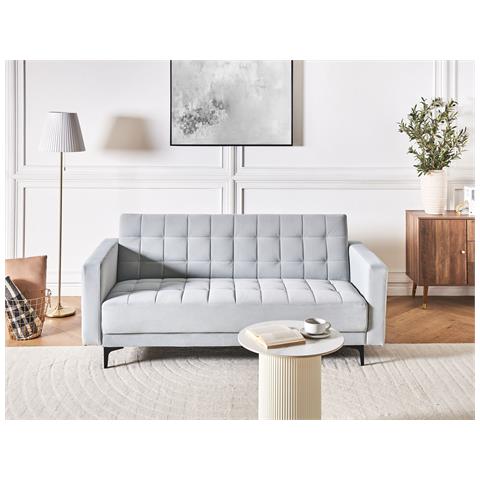 Divano Letto 3 Posti Aberdeen Velluto Grigio Chiaro - Foto 1
