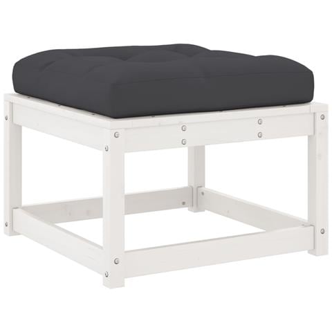 Poggiapiedi da Giardino con Cuscino Legno Massello Pino Bianco - Foto 1