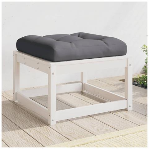 Poggiapiedi da Giardino con Cuscino Legno Massello Pino Bianco - Foto 2