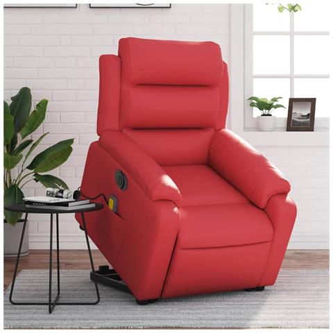 Poltrona Alzapersona Reclinabile Elettrica Rossa in Similpelle - Foto 2