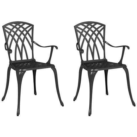 Sedia da giardino  2 pz Nero in alluminio pressofuso - Foto 1