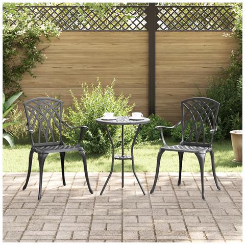 Sedia da giardino  2 pz Nero in alluminio pressofuso - Foto 2