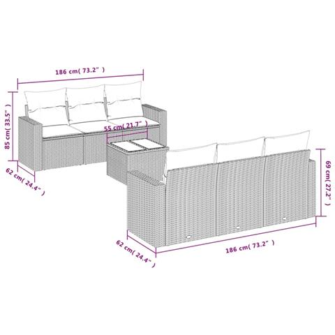 Set Divani da Giardino con Cuscini 7pz Nero Polyrattan - Foto 3