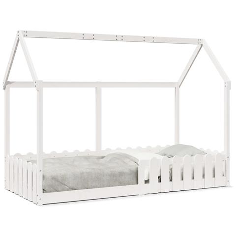 Giroletto Casetta Bambini Bianco 90x200 cm Legno Massello Pino - Foto 1