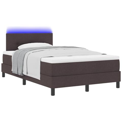 Letto con Box Spring e Materasso & LED Marrone Scuro 120x190 cm Tessuto - Foto 1