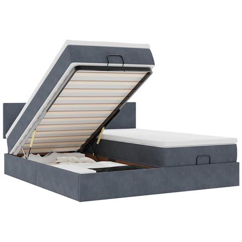 Struttura Letto Pouf con Materassi 160x200 cm in Velluto - Foto 1