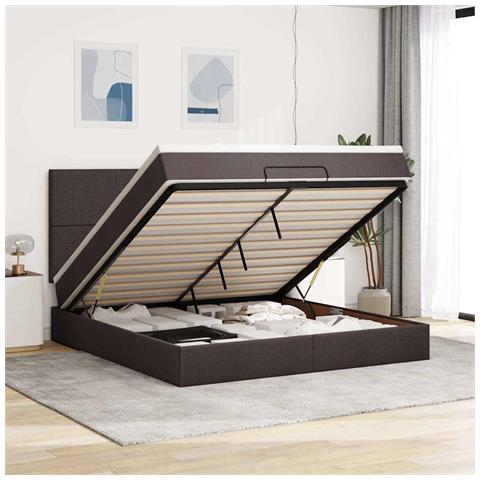 Struttura Letto Pouf con Materasso 160x200 cm in Tessuto - Foto 2